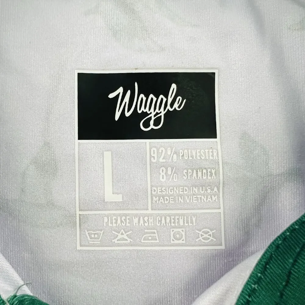 Waggle Boy Green Duck Mallard Print Performance Stretch Golf Polo Shirt Youth L